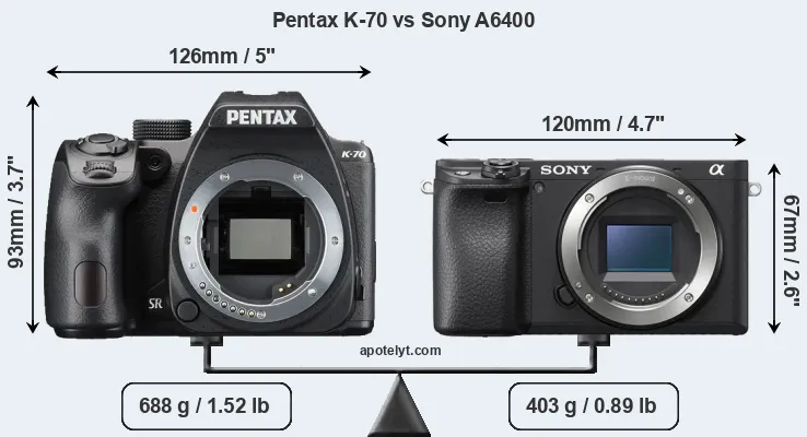 Size Pentax K-70 vs Sony A6400
