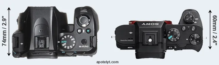 Compare K-70 versus A7R II top