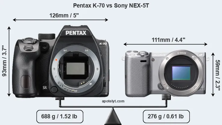 Size Pentax K-70 vs Sony NEX-5T