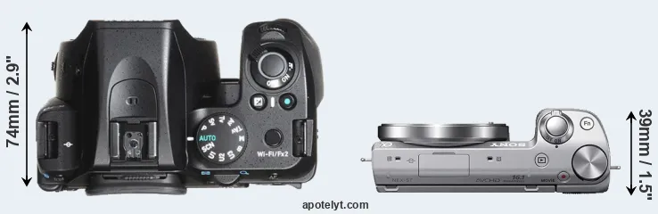 Compare K-70 versus NEX-5T top