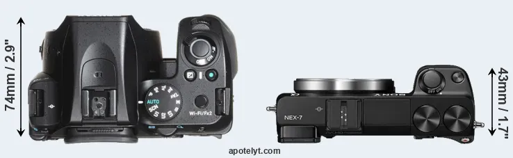 Compare K-70 versus NEX-7 top