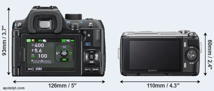 Comparison K-70 or NEX-C3 rear