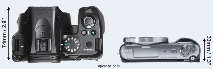 Compare K-70 versus NEX-C3 top