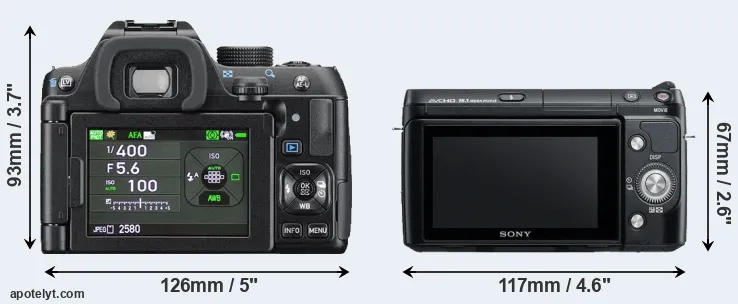 Comparison K-70 or NEX-F3 rear