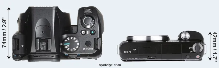 Compare K-70 versus NEX-F3 top