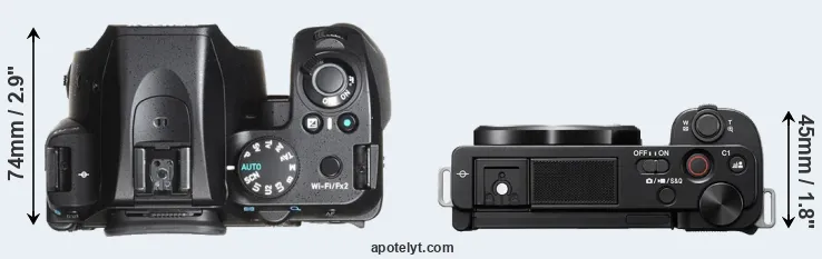 Compare K-70 versus ZV-E10 top