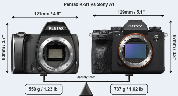 Size Pentax K-S1 vs Sony A1