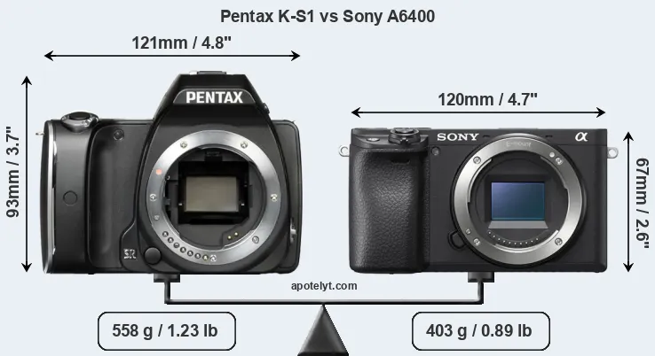 Size Pentax K-S1 vs Sony A6400