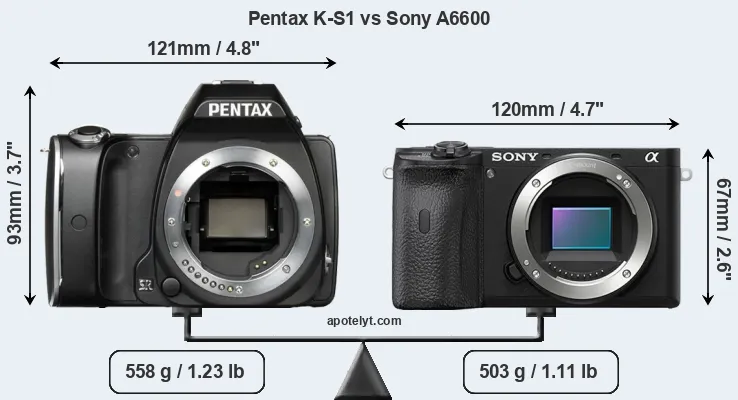 Size Pentax K-S1 vs Sony A6600