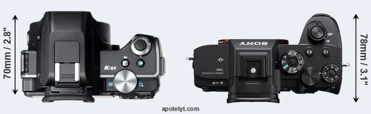 Compare K-S1 versus A7R IV top