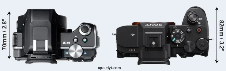 Compare K-S1 versus A7R V top