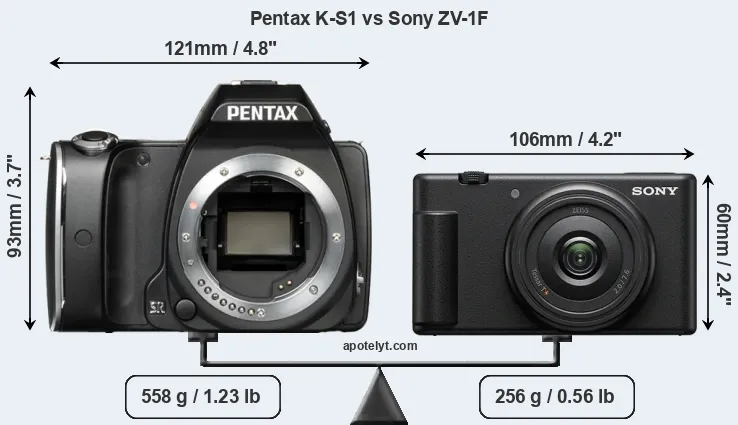 Size Pentax K-S1 vs Sony ZV-1F