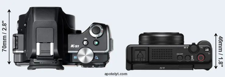 Compare K-S1 versus ZV-1F top
