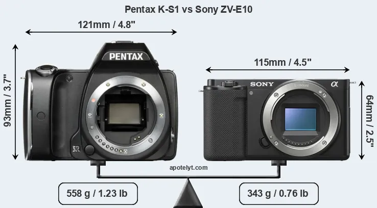 Size Pentax K-S1 vs Sony ZV-E10
