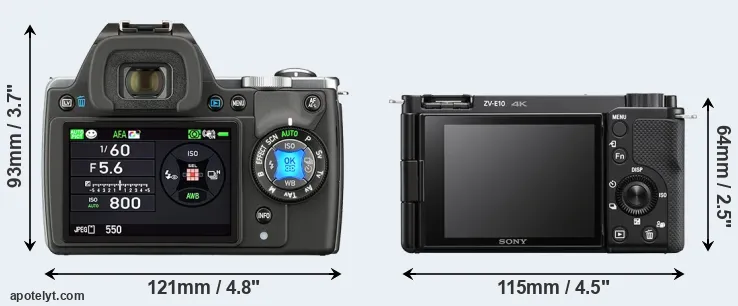 Comparison K-S1 or ZV-E10 rear
