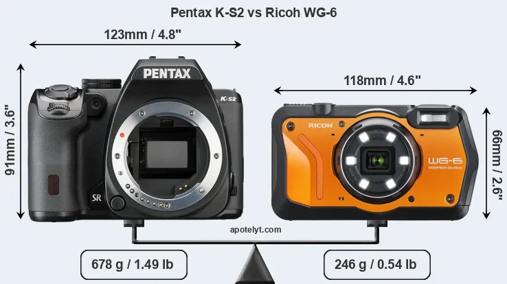 Size Pentax K-S2 vs Ricoh WG-6