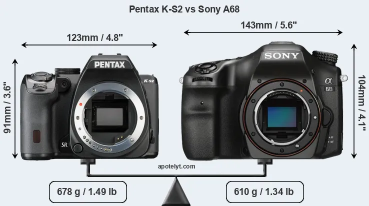 Size Pentax K-S2 vs Sony A68