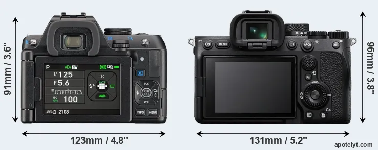 Comparison K-S2 or A7 IV rear