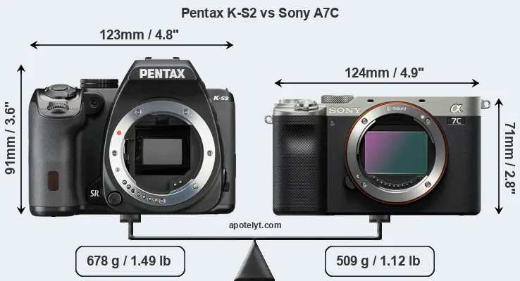 Size Pentax K-S2 vs Sony A7C