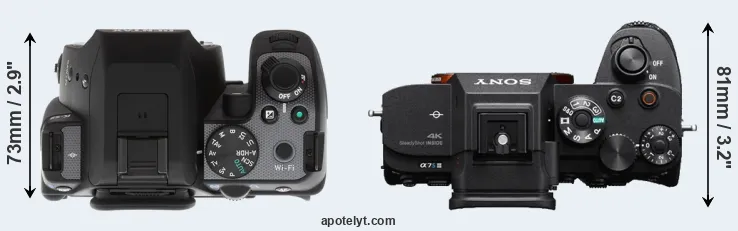 Compare K-S2 versus A7S III top