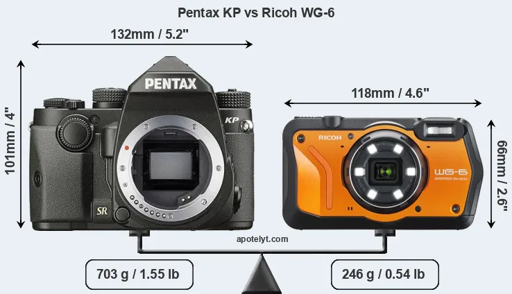 Size Pentax KP vs Ricoh WG-6