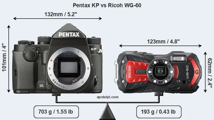 Size Pentax KP vs Ricoh WG-60