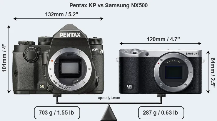 Size Pentax KP vs Samsung NX500
