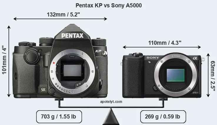 Size Pentax KP vs Sony A5000