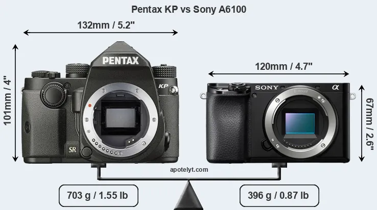 Size Pentax KP vs Sony A6100
