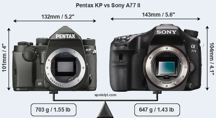 Size Pentax KP vs Sony A77 II