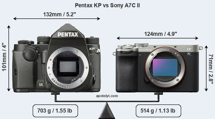 Size Pentax KP vs Sony A7C II