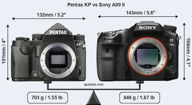 Size Pentax KP vs Sony A99 II