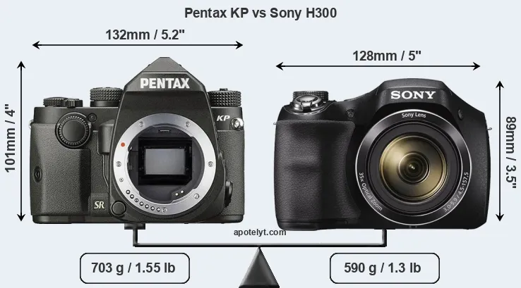 Size Pentax KP vs Sony H300