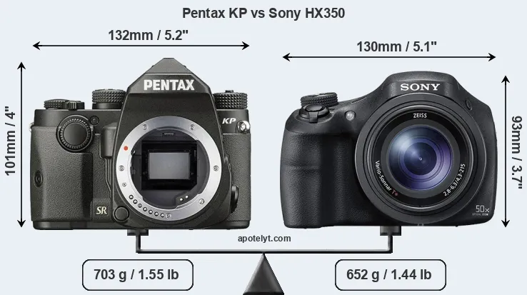 Size Pentax KP vs Sony HX350