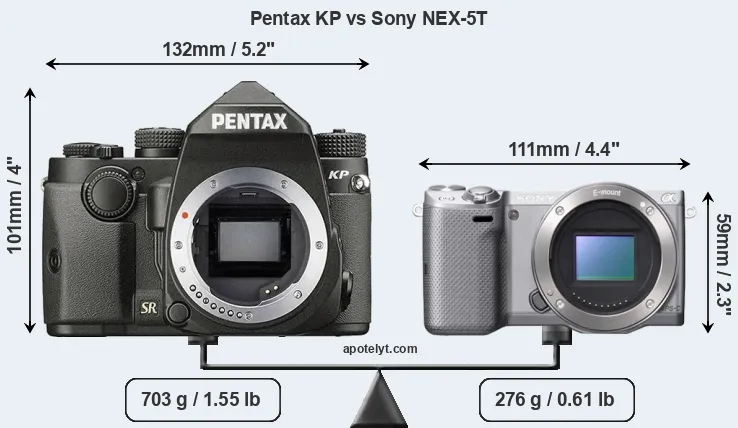 Size Pentax KP vs Sony NEX-5T