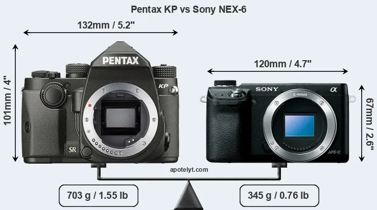 Size Pentax KP vs Sony NEX-6