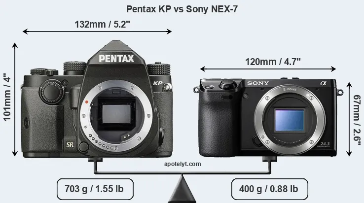 Size Pentax KP vs Sony NEX-7