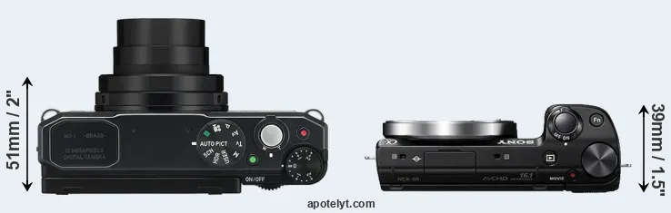 Compare MX-1 versus NEX-5R top