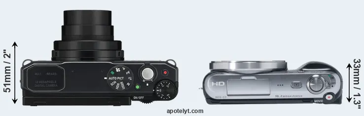 Compare MX-1 versus NEX-C3 top
