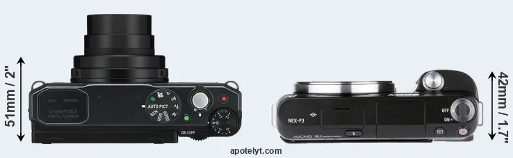 Compare MX-1 versus NEX-F3 top