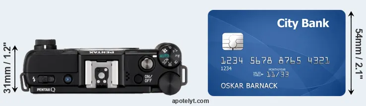 Pentax Q versus credit card top view
