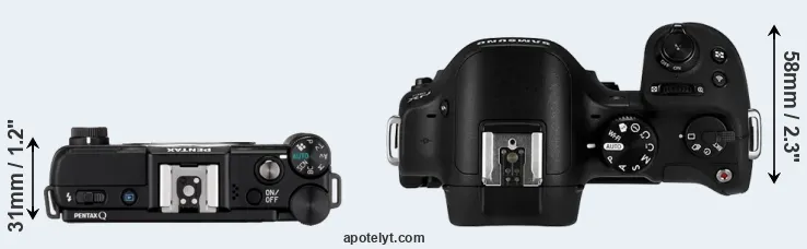 Compare Pentax Q versus NX30 top