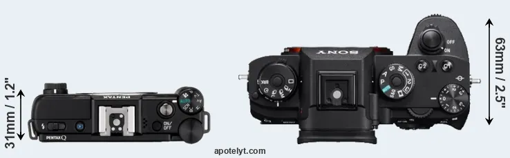 Compare Pentax Q versus A9 top