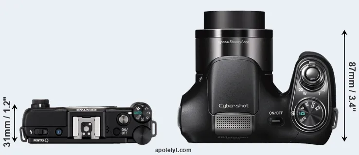 Compare Pentax Q versus H200 top