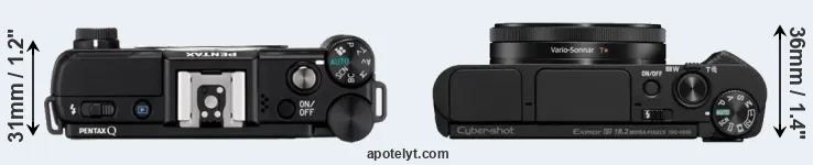 Compare Pentax Q versus HX99 top