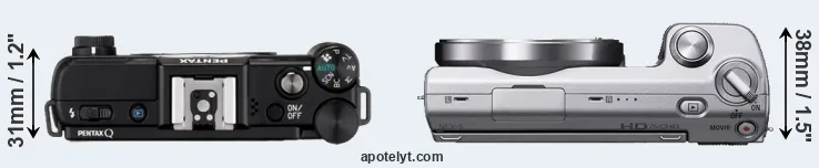 Compare Pentax Q versus NEX-5 top