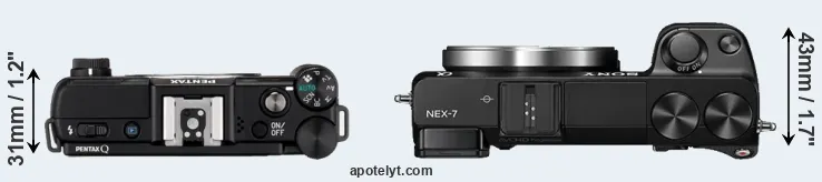Compare Pentax Q versus NEX-7 top