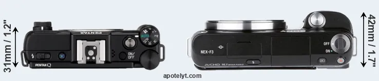Compare Pentax Q versus NEX-F3 top