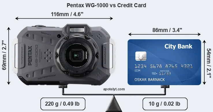 Pentax WG-1000 vs credit card front