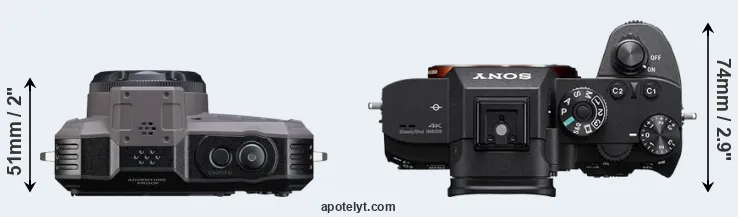 Compare WG-1000 versus A7R IIIA top